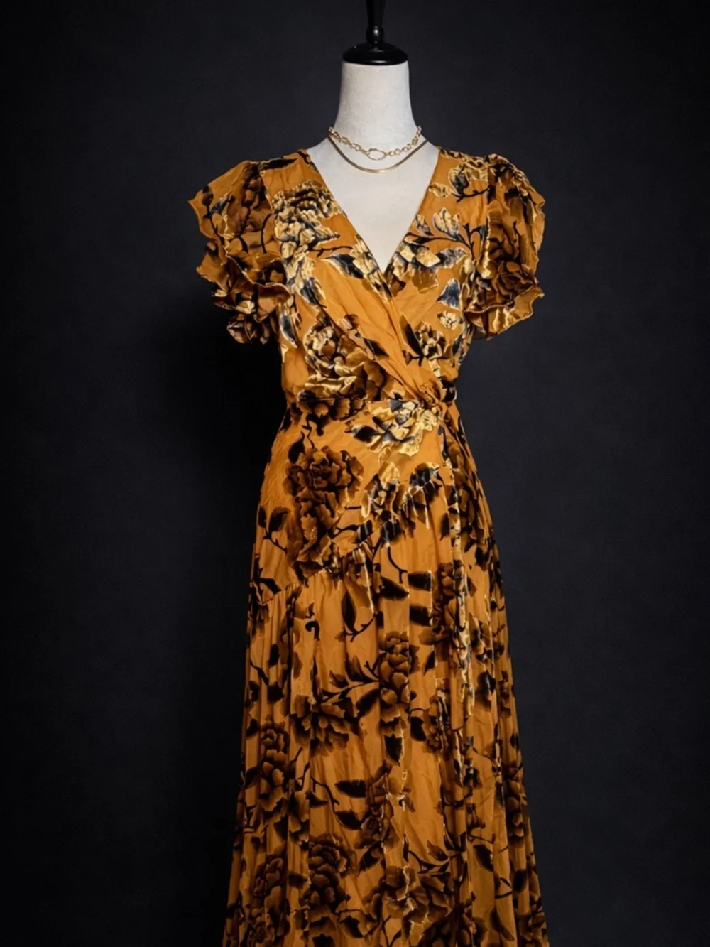 Anthropologie Hutch Velvet Boho Maxi Dress Burnout Floral - Picture 2 of 5